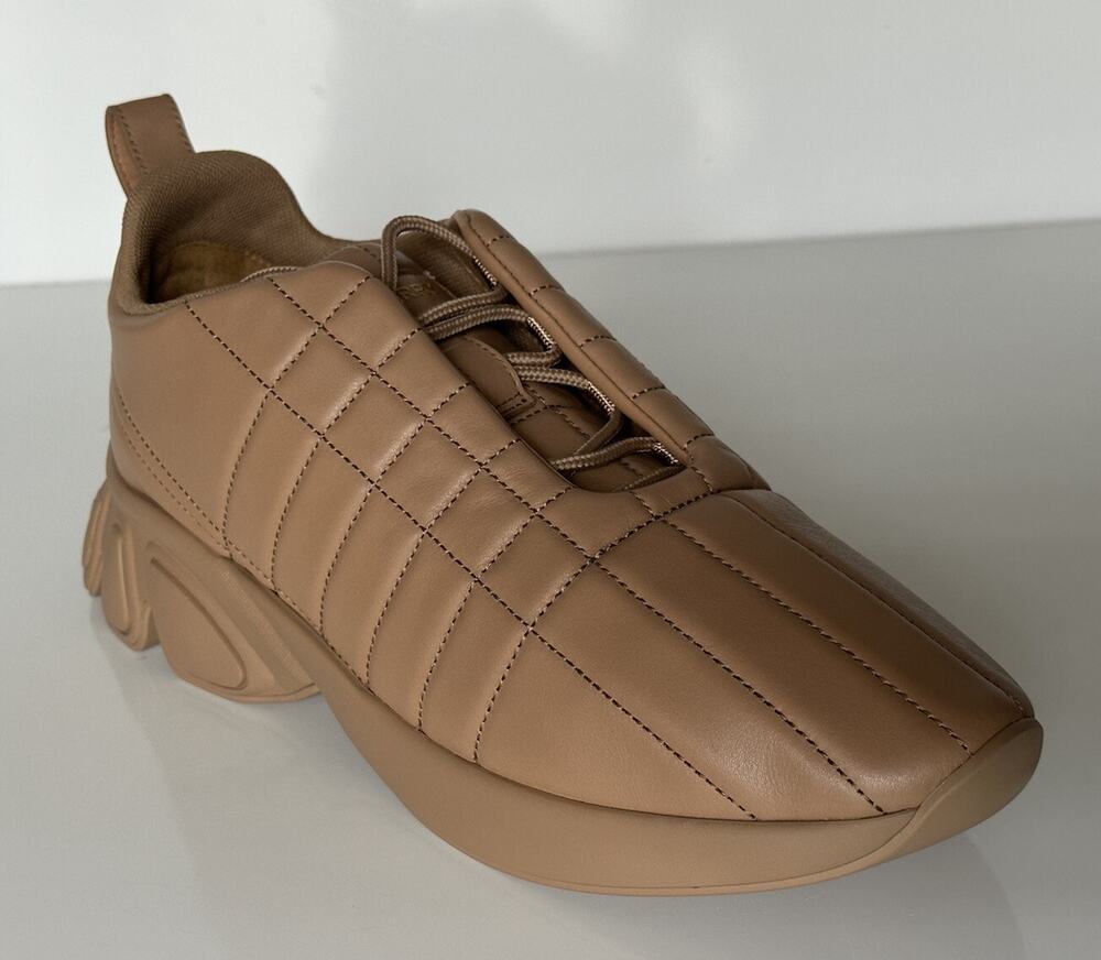 NIB $850 Burberry Quilted Dark Biscuit Leather Sneakers 11 US (44 Eu) 8060225 IT